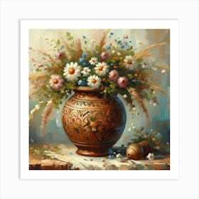 Flowers In A Vase, Acrylic Style Painting 4 Art Print