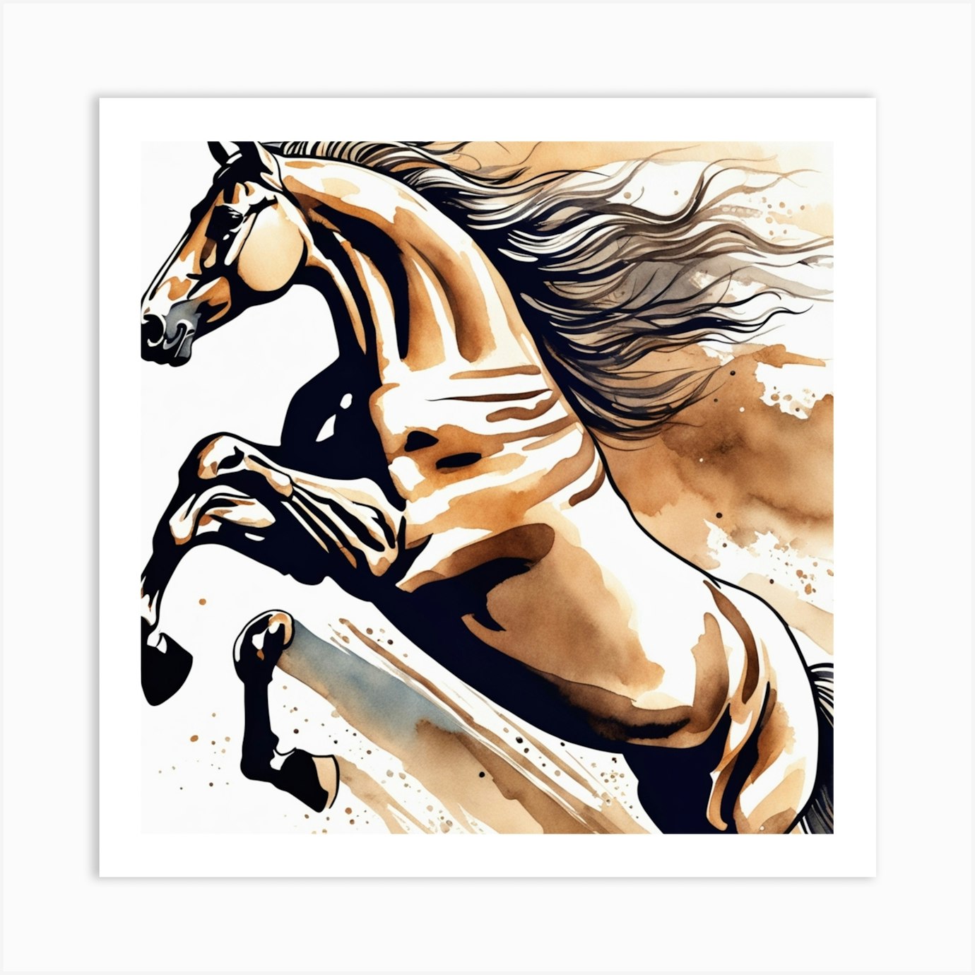 Watercolor Art Galloping Horse Equestrian T-Shirt Watercolor Art Galloping Horse Equestrian T-Shirt