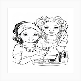 Two Girls With Makeup Art Print
