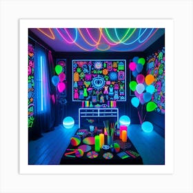 Neon Party Room Art Print