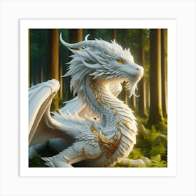 White Dragon In The Forest Art Print