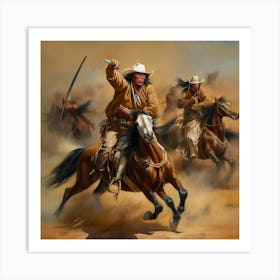 Cowboys On Horseback Art Print