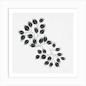 Flowing Leaves Black White Art Print