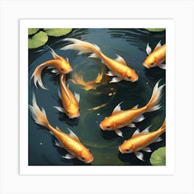 Koi Fish In Pond Art Print