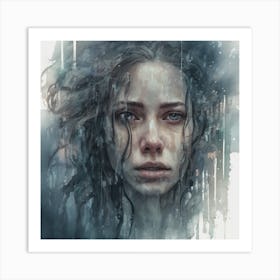 Girl In The Rain 1 Art Print