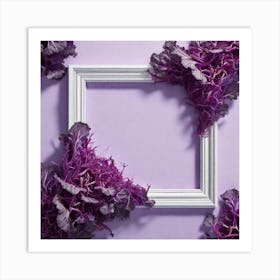 Purple Frame With Purple Leaves Art Print