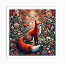Red Fox in the Style of Collage-inspired 2 Art Print