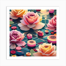 Paper Roses Art Print