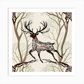 Deer In The Forest Art Print Art Print