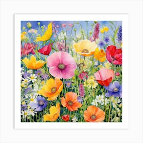 Poppies In The Meadow Art Print