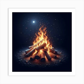 Fire In The Night Art Print