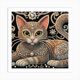 Rhinestone Cat Art Print