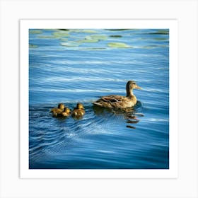 Firefly Mother Duck Leading Baby Ducklings Across The Lake 79269 (2) Art Print