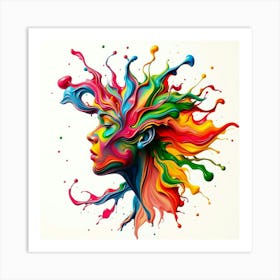 Colorful Woman'S Head Art Print