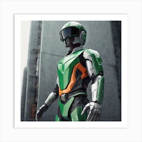 Green And Orange Robot Art Print