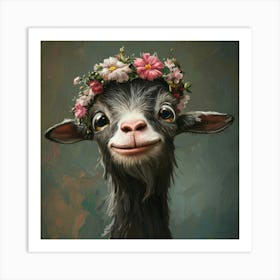 Goat With Flowers Affiche