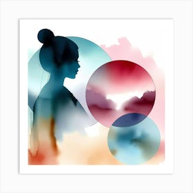 Abstract Watercolor Of A Woman Silhouette Art Print