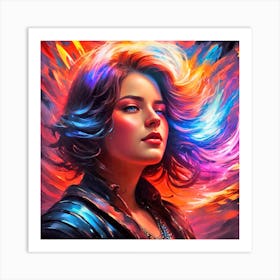 Girl With Colorful Hair 7 Art Print