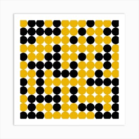 Yellow And Black Dots Art Print