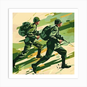 Two Soldiers Running Art Print