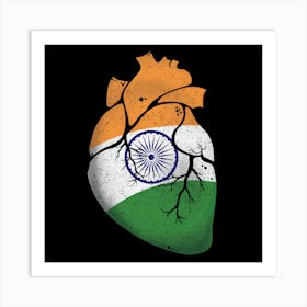 India Heart Flag Art Print