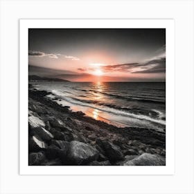 Sunset At The Beach 501 Art Print