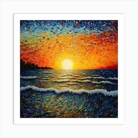 Sunset Over The Ocean 4 Art Print