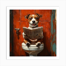 Dog Reading Newspaper 4 Art Print