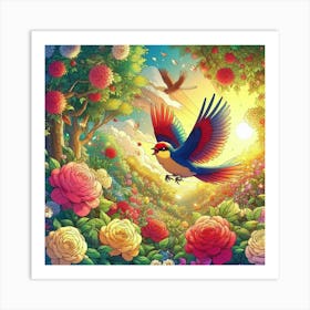 Bird In The Garden Art Print