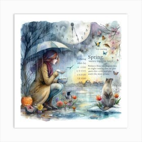 Ephemeral Moments in Watercolors: AS 11.55 Chronicles Winter's Farewell. Art Print