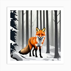 Fox In The Woods 8 Art Print