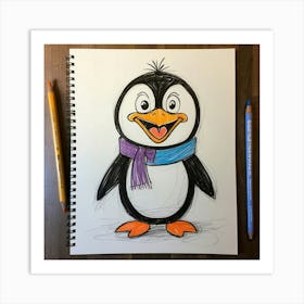 Penguin Drawing 7 Art Print