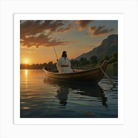 Jesus In A Boat Art Print