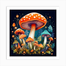 Mushrooms In The Forest 57 Art Print