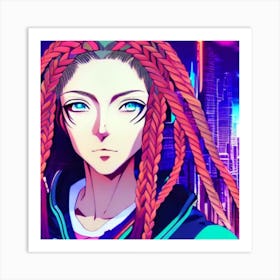 Anime Girl With Braids Pretty Anime Characters Art Print