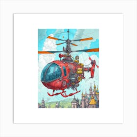 Steampunk Retro Helicopter 2 Art Print