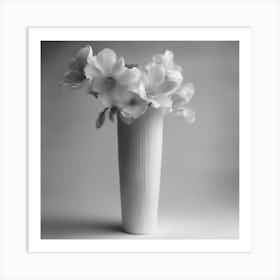 White Vase With Flowers Art Print