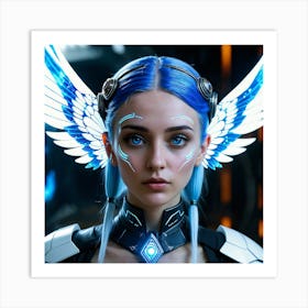 Futuristic Girl With Wings 11 Art Print