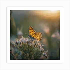 Butterfly At Sunset Art Print