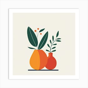 Oranges In Vases Art Print