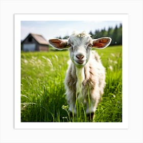 Grass Green Goat Farm Mammal Milk Farming Animal Meadow Head Canino No People Pasture S (4) Art Print