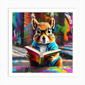 Squirrel Reading A Book Art Print