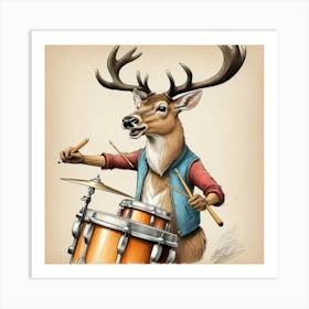 Deer Drumming 3 Art Print