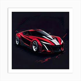 Car Red Artwork Of Graphic Design Flat (49) Art Print