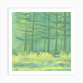 Deer In The Forest Clearing Art Print