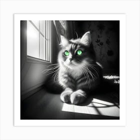 Green Eyes Cat 1 Art Print