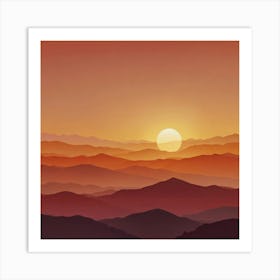 Sunset Over Mountains Art Print