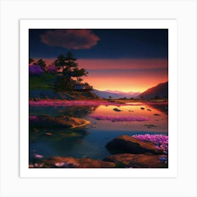 Sunset In The Mountains Art Print