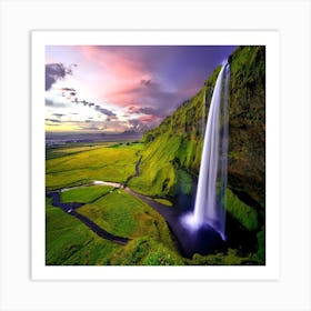 Waterfall In Iceland Art Print