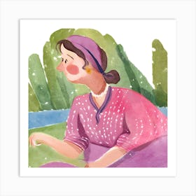 Lady In Purple Art Print